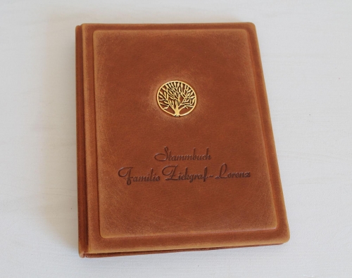 Preview: Stammbuch ♥LEBENSBAUM♥  im Vintage-Look aus cognacbraunem Nappaleder, DIN A5